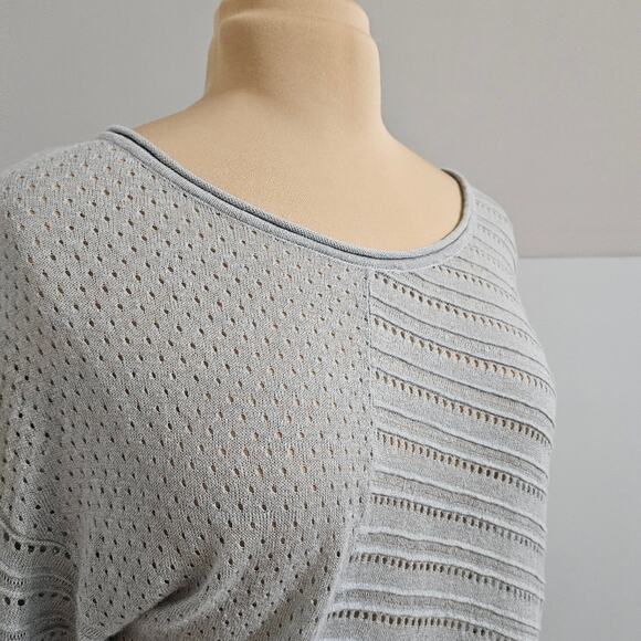 LINEN Asymmetrical Sidetail Hem Green Blue Tunic Sweater by Love Scarlett Medium - Picture 9 of 11